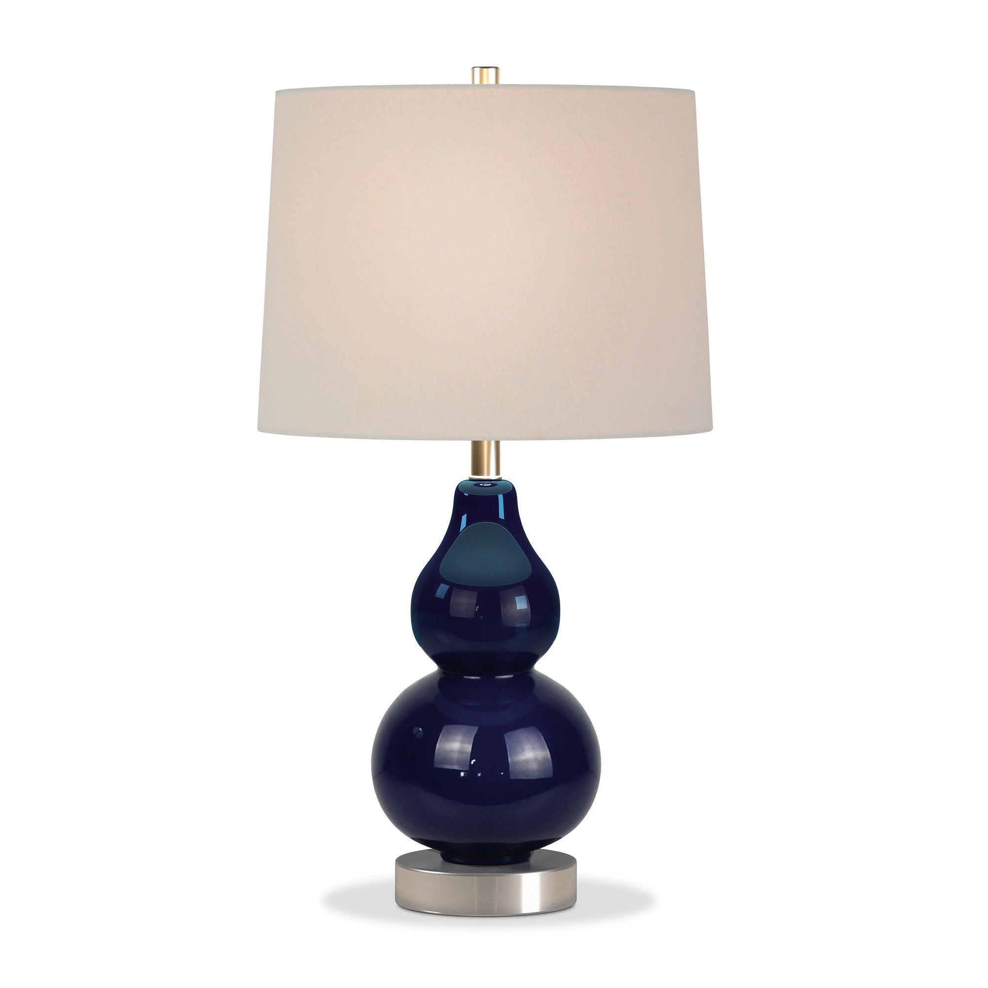 21" Blue and Silver Glass Table Lamp With White Drum Shade