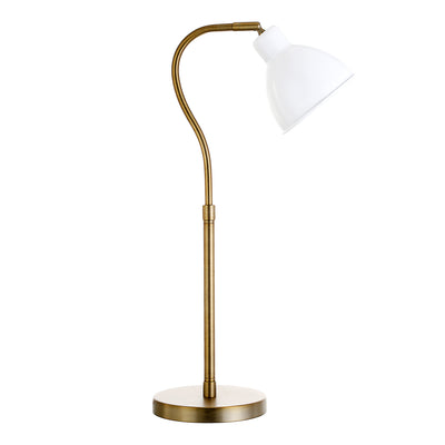 25" Brass Metal Arched Table Lamp With White Dome Shade 