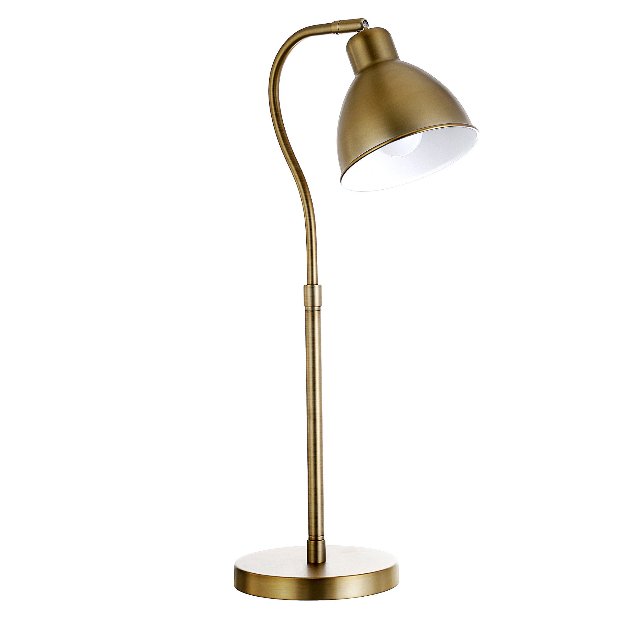 25" Brass Metal Arched Table Lamp With Brass Dome Shade