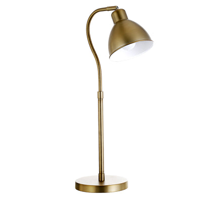 25" Brass Metal Arched Table Lamp With Brass Dome Shade 