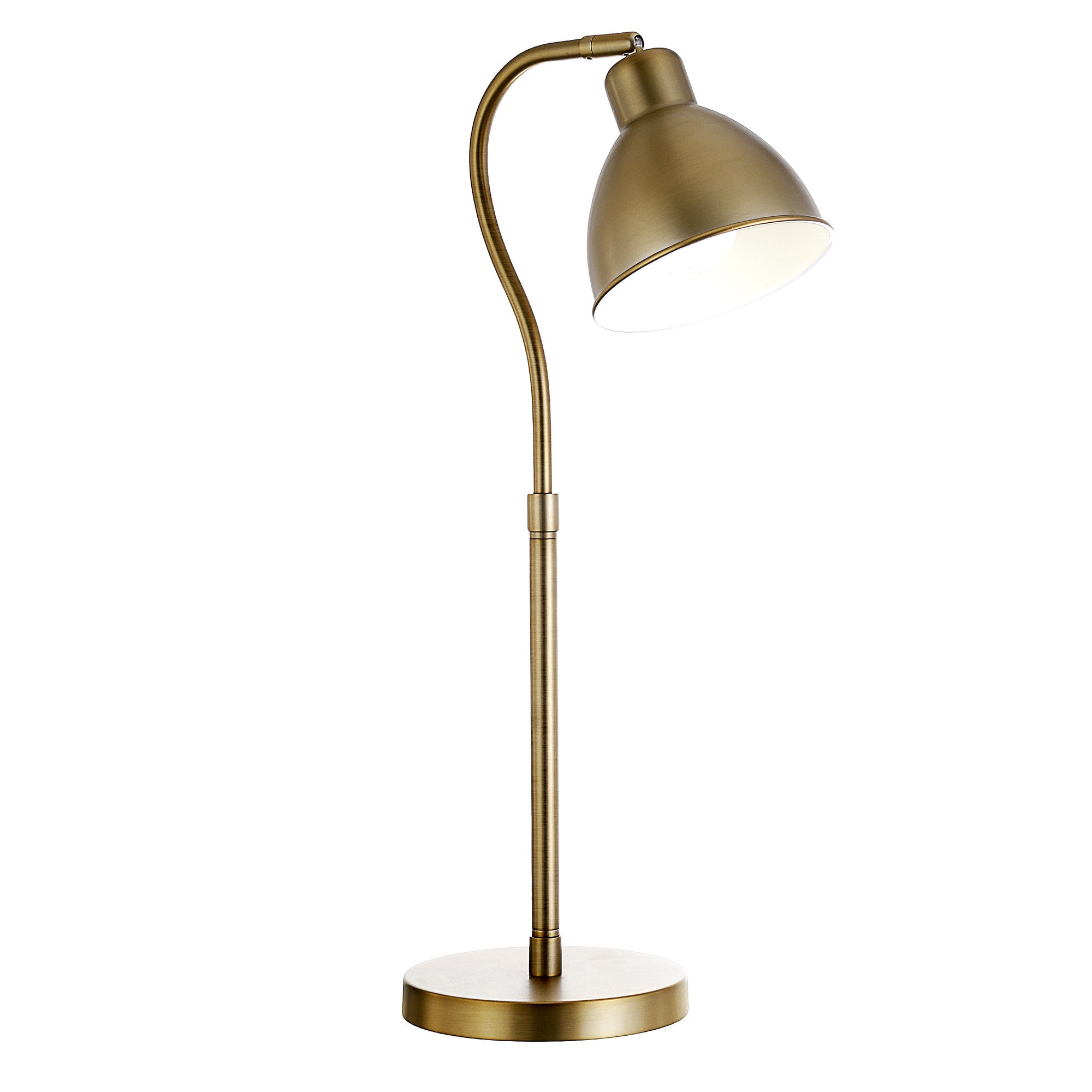 25" Brass Metal Arched Table Lamp With Brass Dome Shade