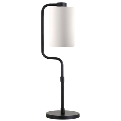 24" Black Metal Table Lamp With White Cylinder Shade 