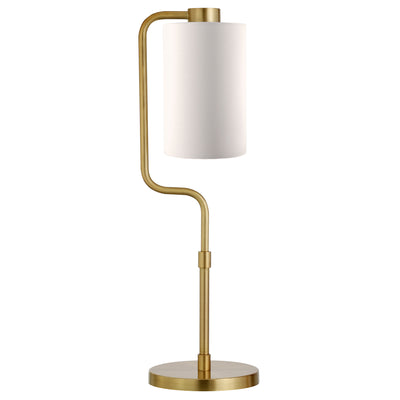 24" Brass Metal Table Lamp With White Cylinder Shade 