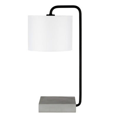 22" Black and Gray Concrete Arched Table Lamp With White Drum Shade 