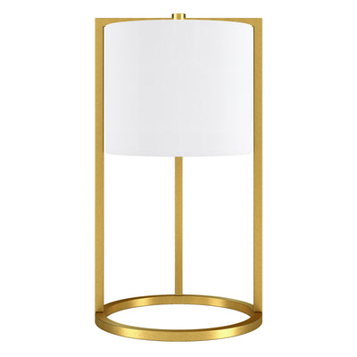 22" Brass Metal Table Lamp With White Drum Shade 
