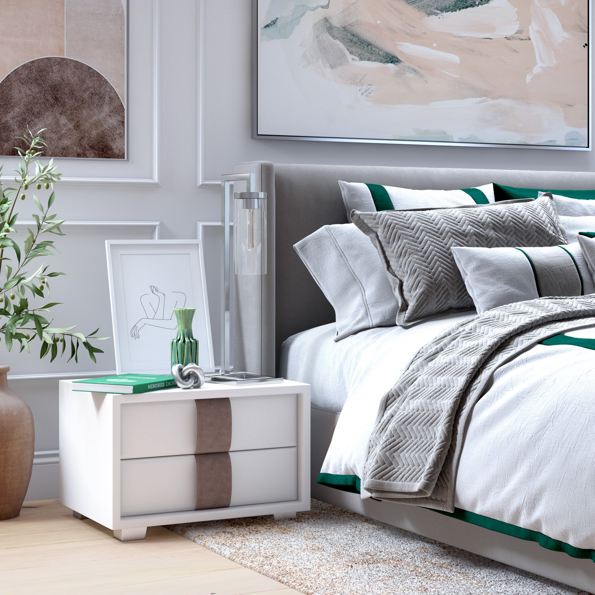 26" Nickel Metal Arched Table Lamp With Clear Cylinder Shade 