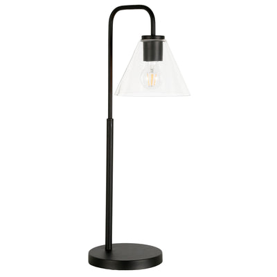 27" Black Metal Arched Table Lamp With Clear Cone Shade 