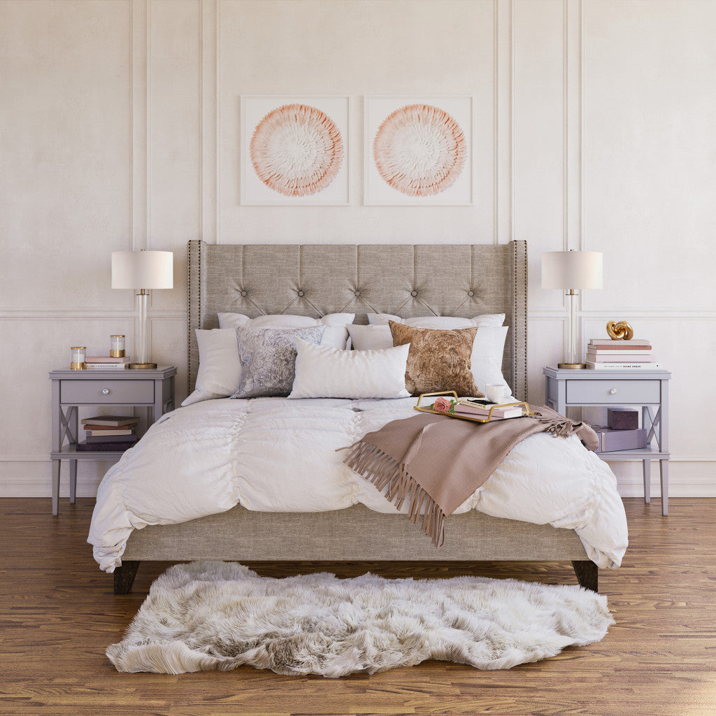 29" Brass Glass Table Lamp With White Drum Shade 