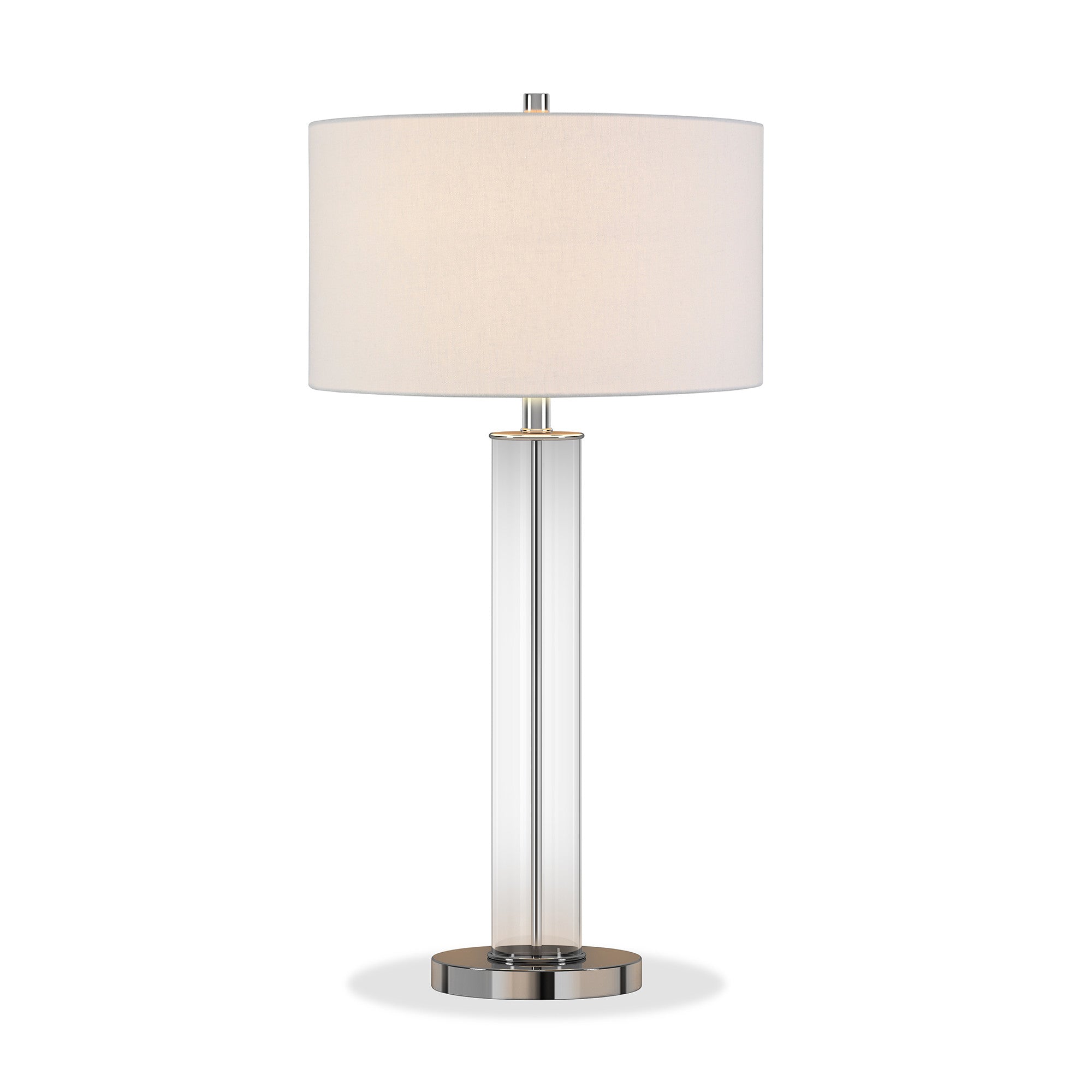 29" Nickel Glass Table Lamp With White Drum Shade 