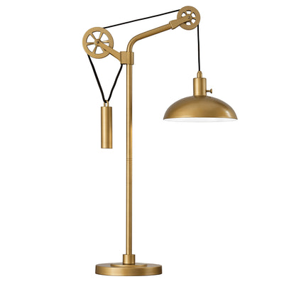 34" Brass Metal Adjustable Novelty Desk Table Lamp With Brass Dome Shade 