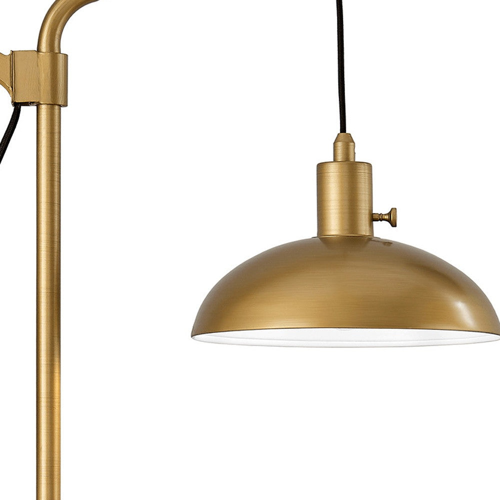 34" Brass Metal Adjustable Novelty Desk Table Lamp With Brass Dome Shade 