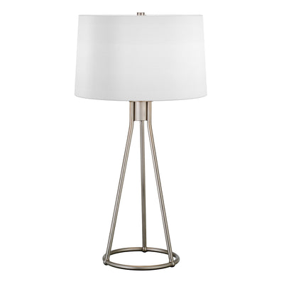 28" Nickel Metal Table Lamp With White Drum Shade 