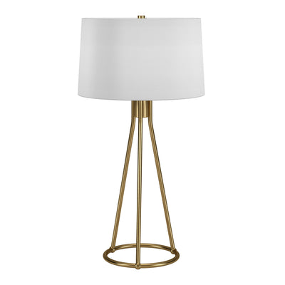 28" Brass Metal Table Lamp With White Drum Shade 