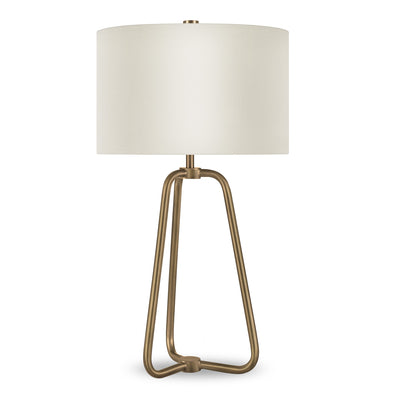 25" Brass Metal Table Lamp With White Drum Shade 