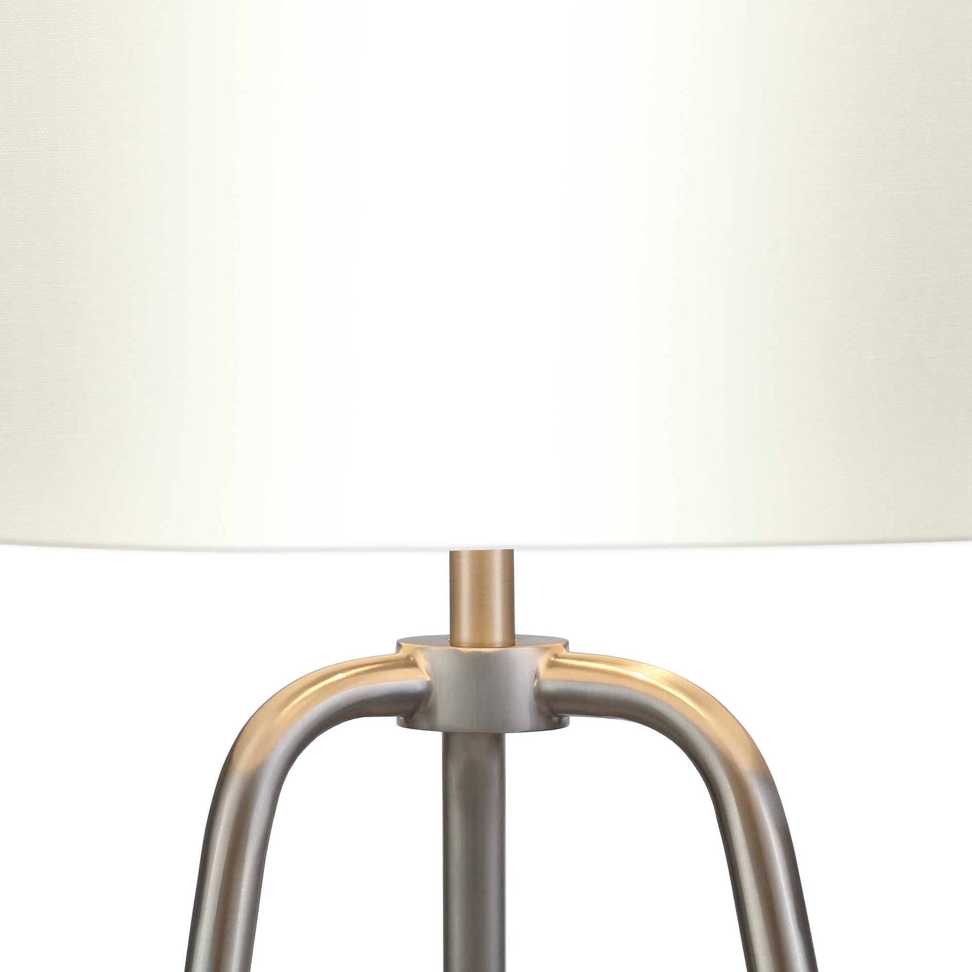 25" Nickel Metal Table Lamp With White Drum Shade 