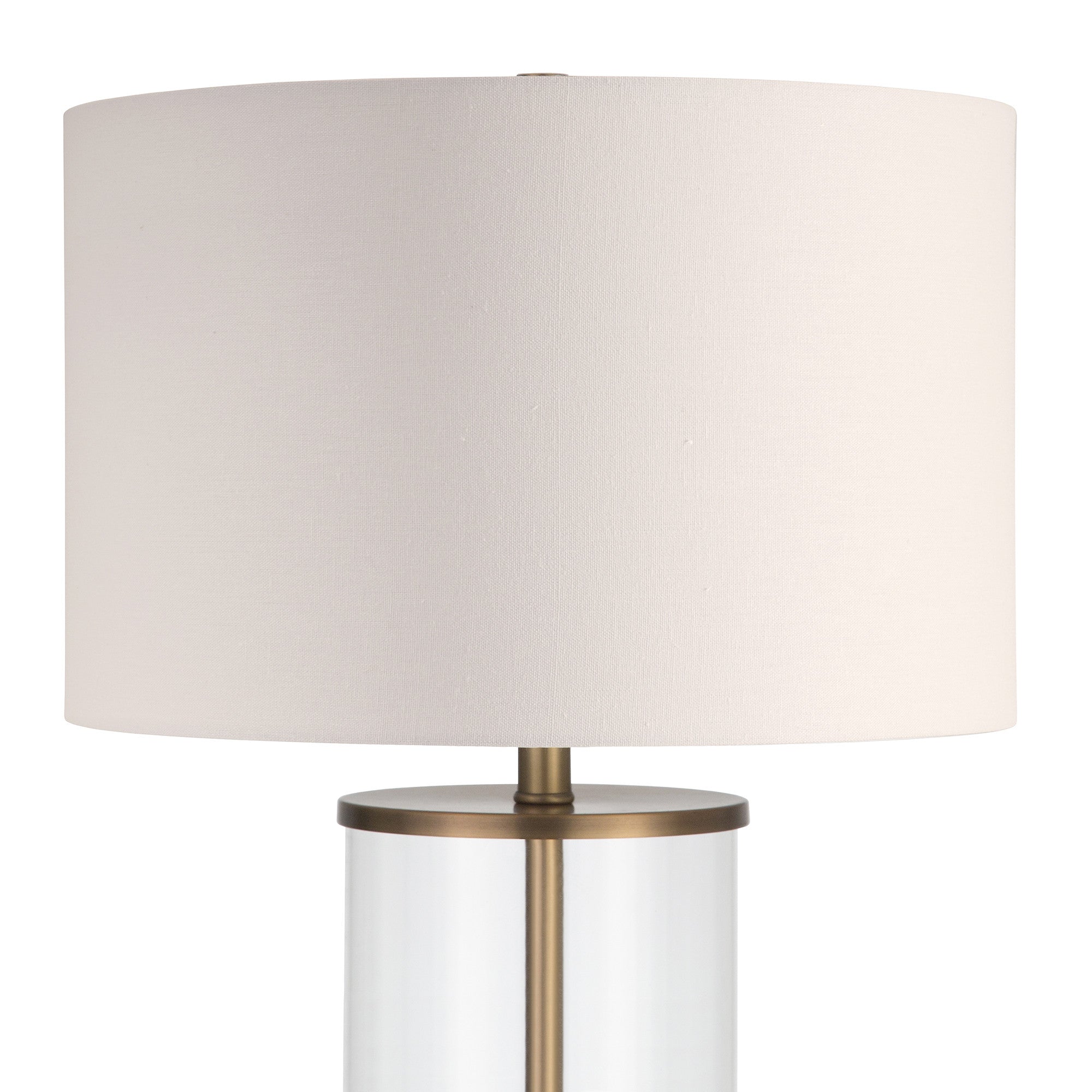 28" Brass Glass Table Lamp With White Drum Shade 