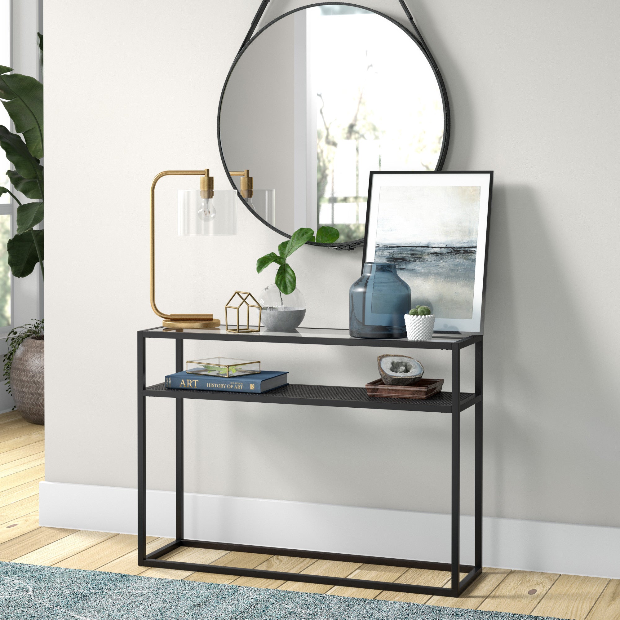 20" Gold Metal Arched Table Lamp With Clear Drum Shade 