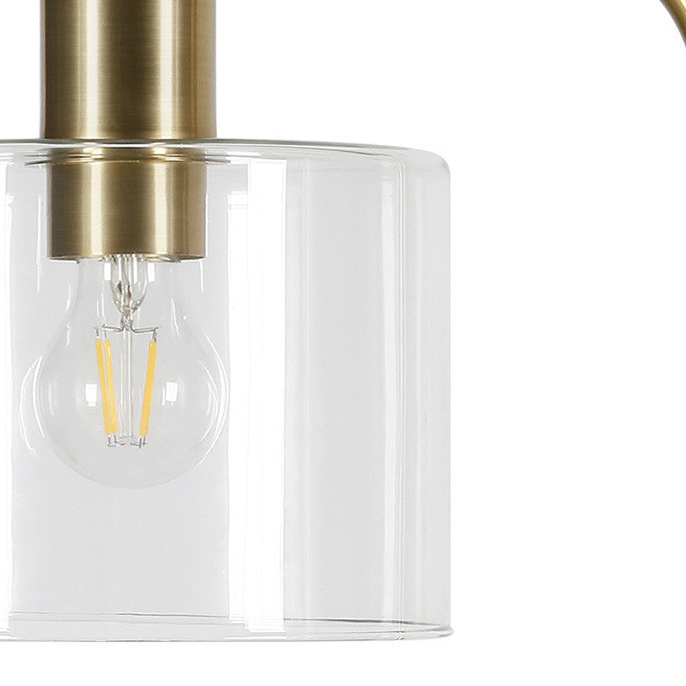 20" Gold Metal Arched Table Lamp With Clear Drum Shade 