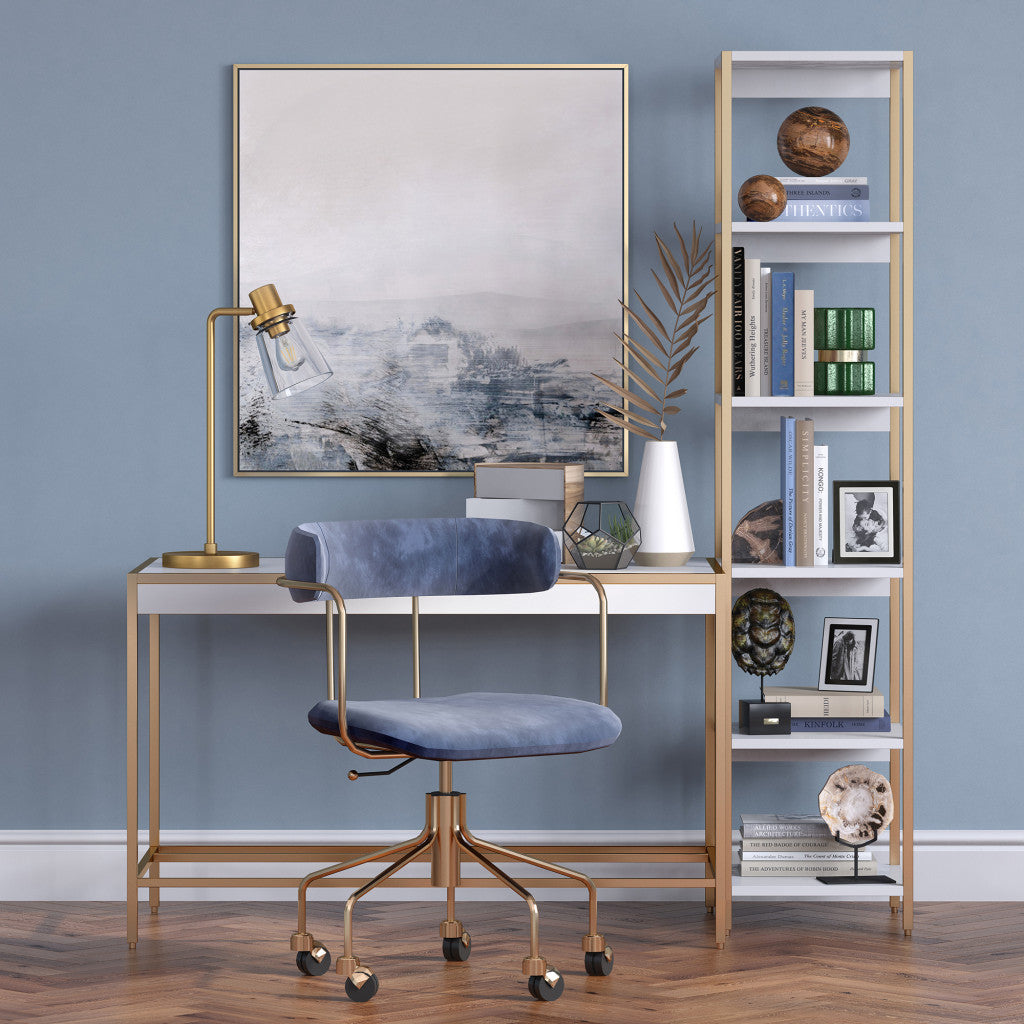 21" Brass Metal Arched Table Lamp With Clear Cone Shade 