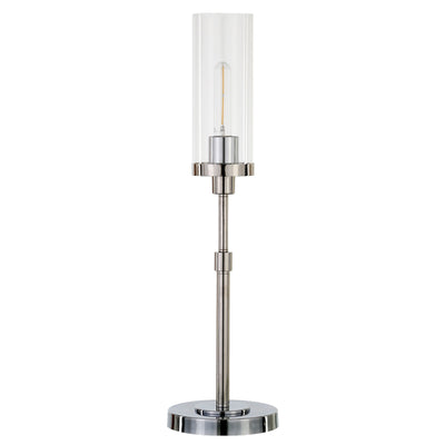 26" Nickel Metal Table Lamp With Clear Cylinder Shade 