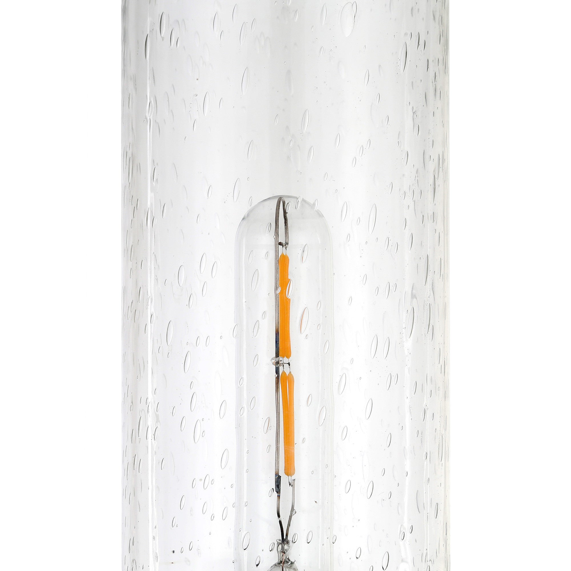 26" Black Metal Table Lamp With Clear Seeded Cylinder Shade 