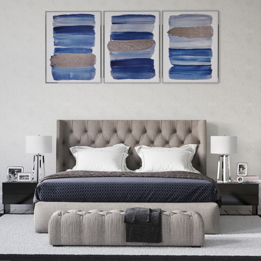 24" Nickel Metal Table Lamp With White Drum Shade 