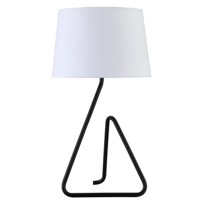 22" Black Metal Table Lamp With White Bell Shade 