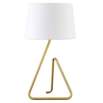 22" Brass Metal Table Lamp With White Bell Shade 