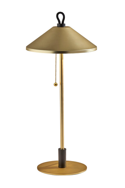 20" Black and Gold Metal Two Light Candlestick LED Table Lamp With Brass Cone Shade 