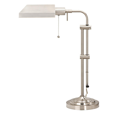 26" Nickel Metal Adjustable Table Lamp With Nickel Rectangular Shade 