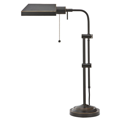 26" Bronze Metal Adjustable Table Lamp With Bronze Rectangular Shade 