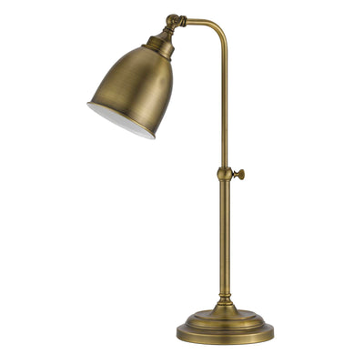 25" Bronze Metal Adjustable Table Lamp With Antiqued Brass Dome Shade 