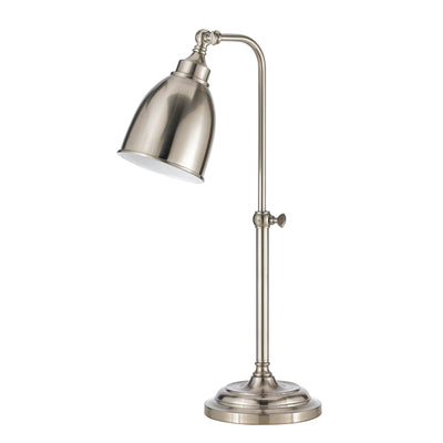 26" Nickel Metal Adjustable Table Lamp With Nickel Dome Shade 