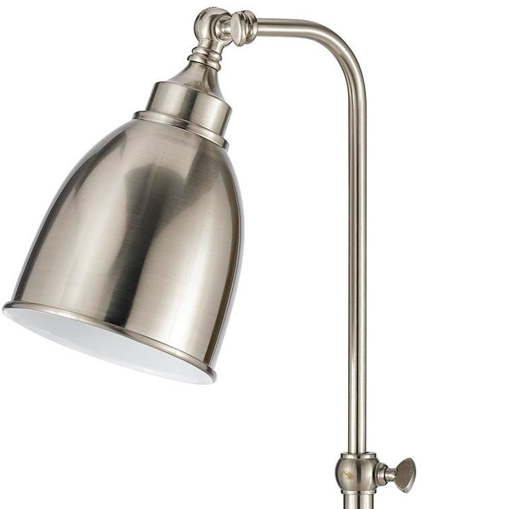 26" Nickel Metal Adjustable Table Lamp With Nickel Dome Shade 
