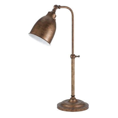 28" Bronze Metal Adjustable Lantern Table Lamp With Bronze Dome Shade 