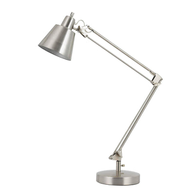 27" Nickel Metal Desk Table Lamp With Nickel Cone Shade 