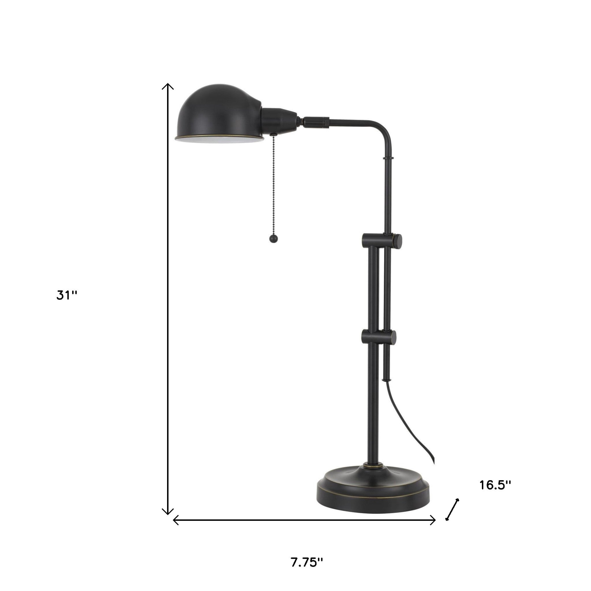 31" Bronze Metal Adjustable Desk Table Lamp With Bronze Dome Shade 