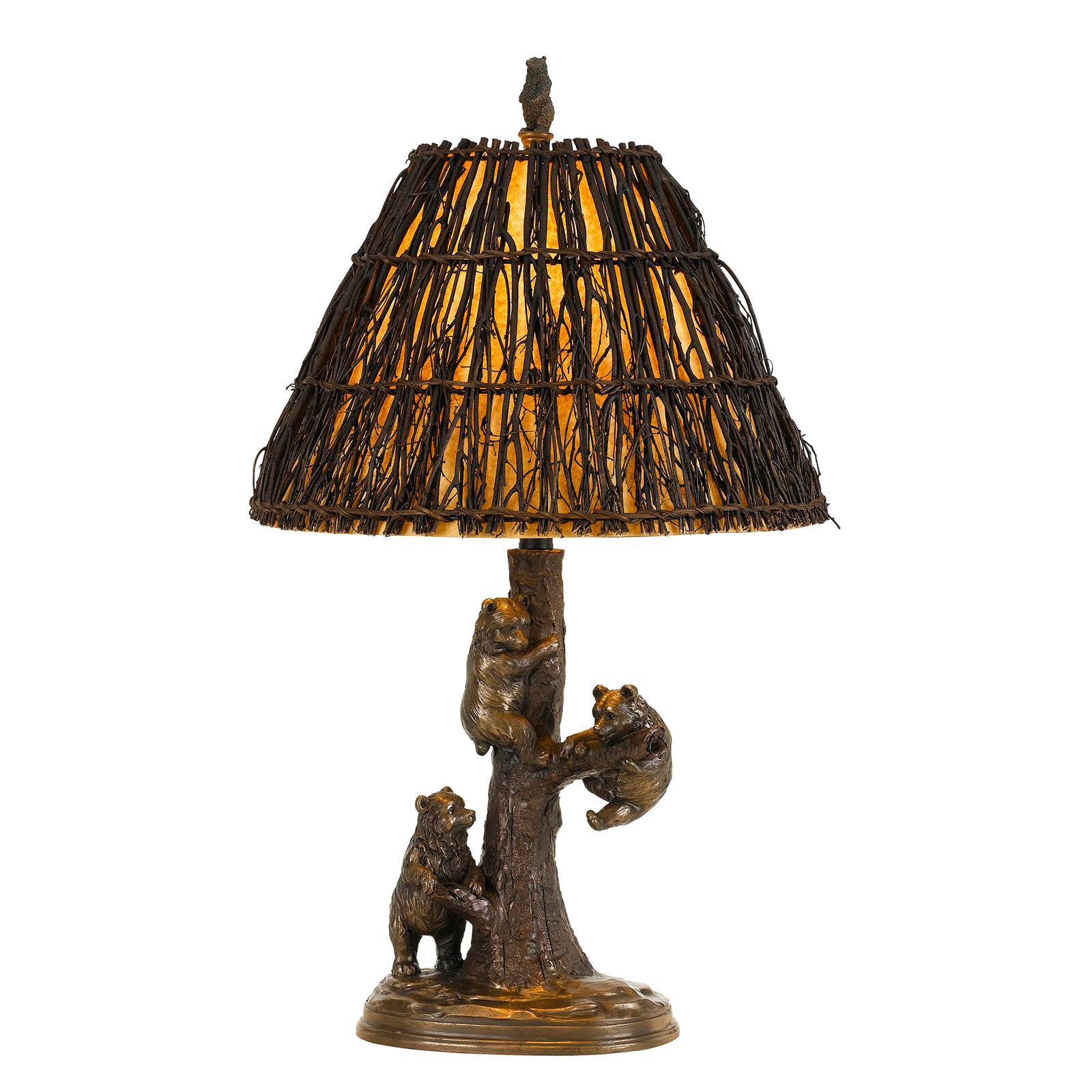 30" Bronze Table Lamp With Brown Empire Shade