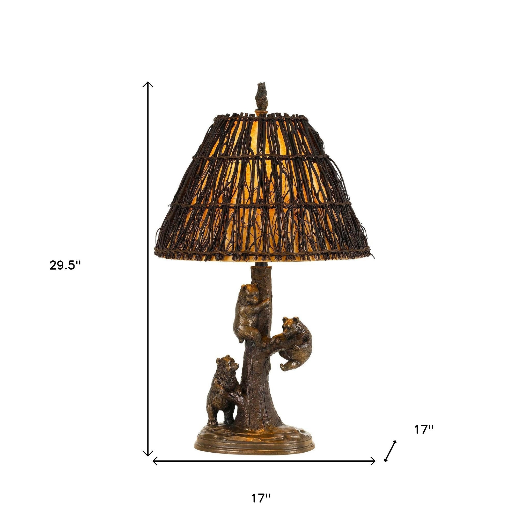 30" Bronze Table Lamp With Brown Empire Shade 