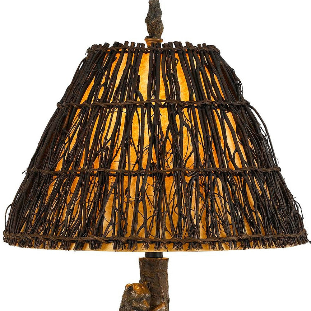 30" Bronze Table Lamp With Brown Empire Shade 