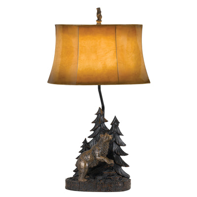 29" Bronze Bear in the Woods Table Lamp With Brown Bell Shade 