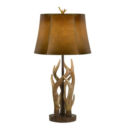 33" Brown Table Lamp With Brown Drum Shade 