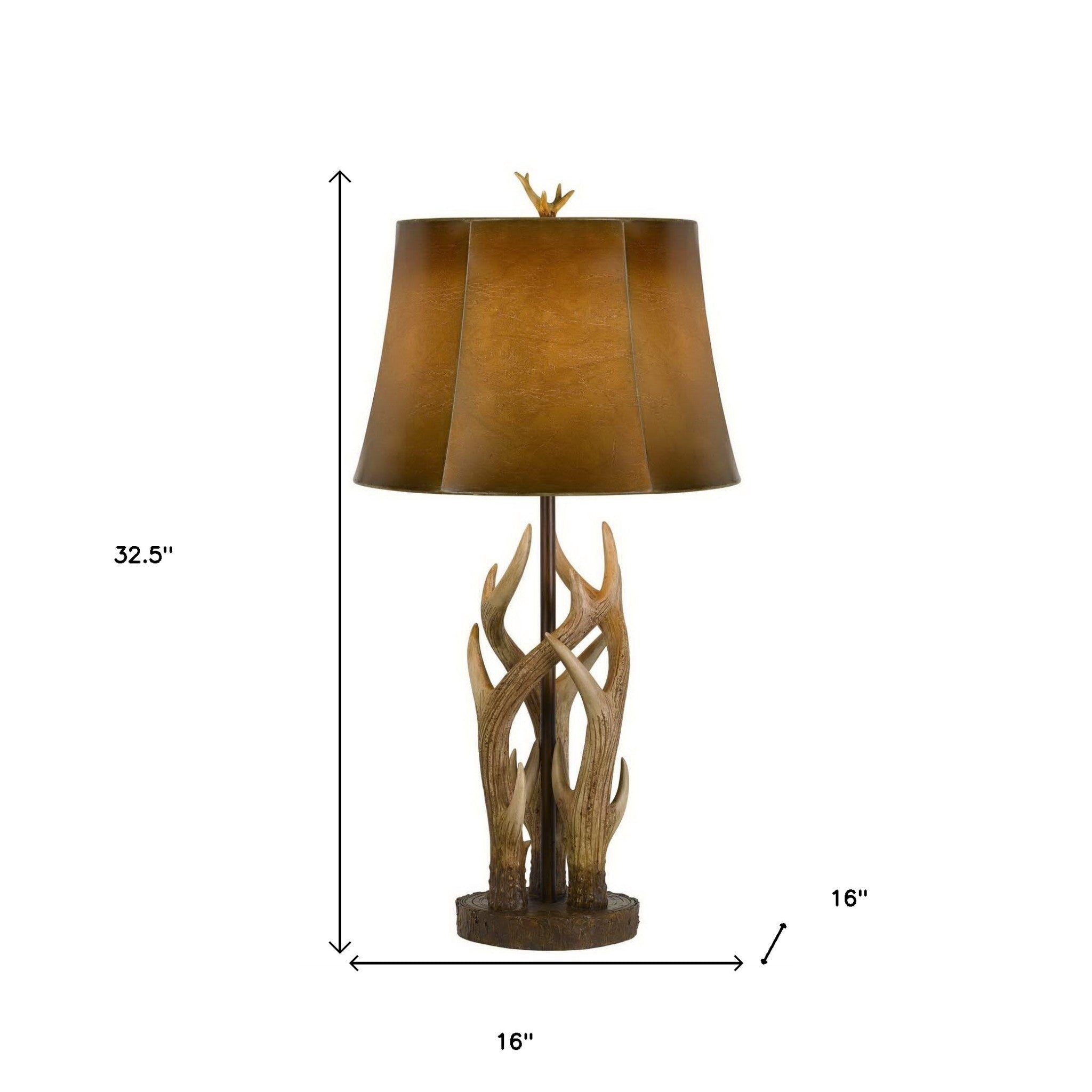 33" Brown Table Lamp With Brown Drum Shade