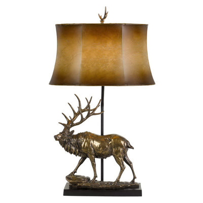 31" Bronze Table Lamp With Brown Bell Shade 
