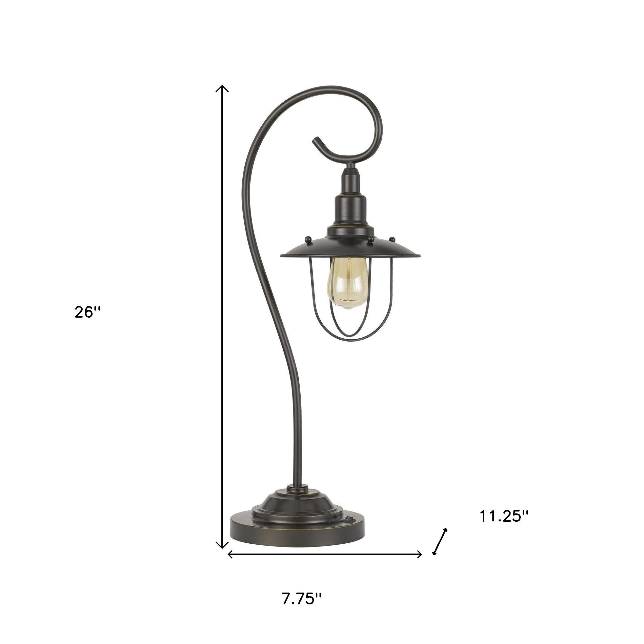 26" Bronze Metal Open Cage Style Table Lamp 