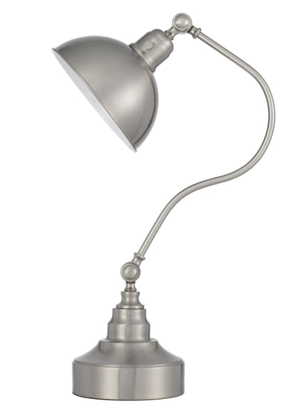 25" Nickel Metal Desk Table Lamp With Nickel Dome Shade 