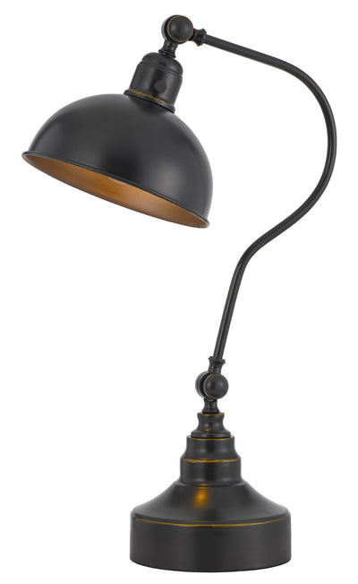 25" Bronze Metal Desk Table Lamp With Bronze Dome Shade 