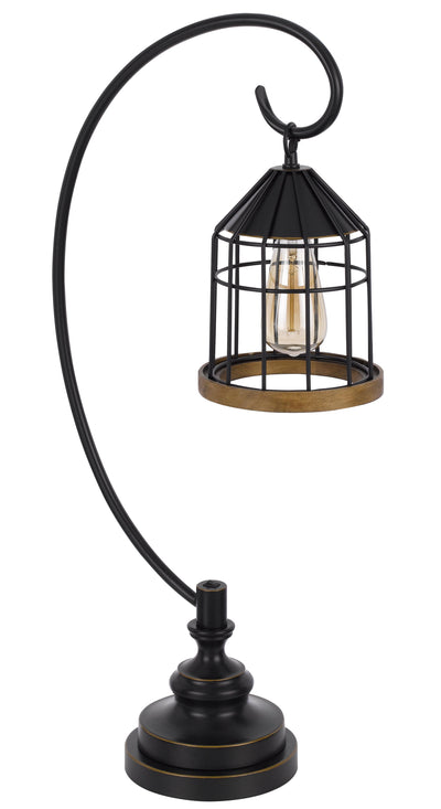 31" Bronze Metal Table Lamp With Bronze Cage Shade 