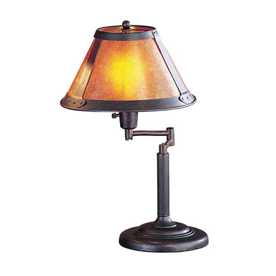 18" Rust Metal Table Lamp With Amber Empire Shade 