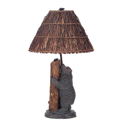 29" Bronze Table Lamp With Brown Empire Shade 